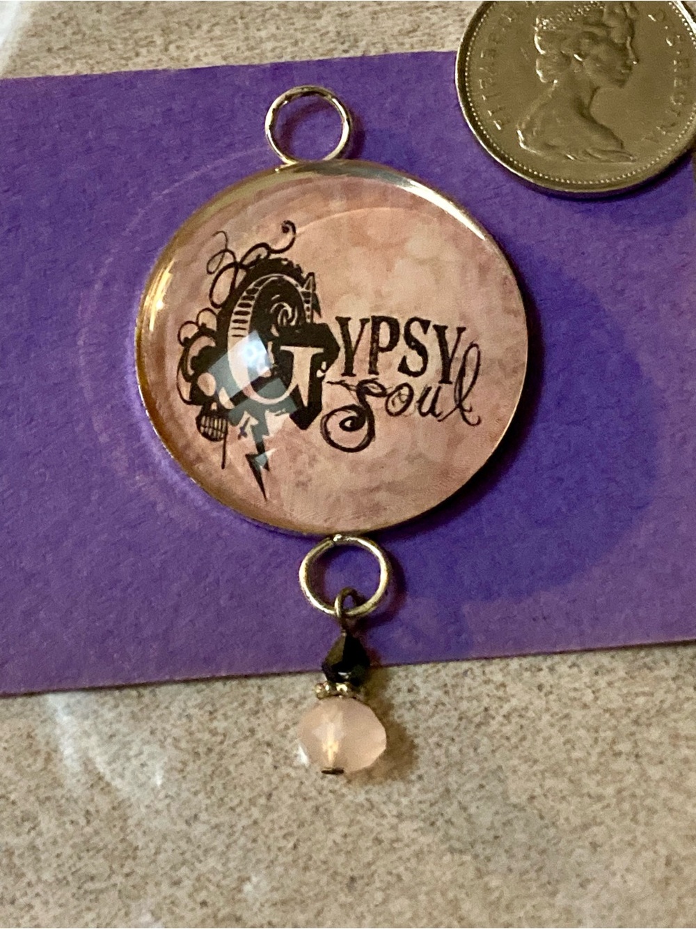 Gypsy Soul Vintage Pale Pink Quartz & Garnet Pendant or Charm